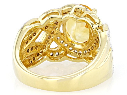 1.89ctw Oval Citrine with 0.48ctw Round White Zircon 18k Yellow Gold Over Silver Ring - Size 7