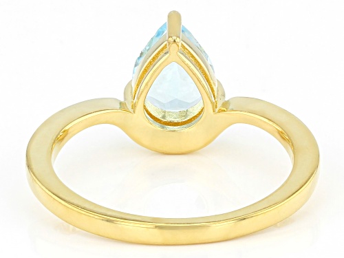 1.17ct Pear Glacier Topaz™ And 0.05ctw White Diamond Accent 18k Yellow Gold Over Silver Ring - Size 8
