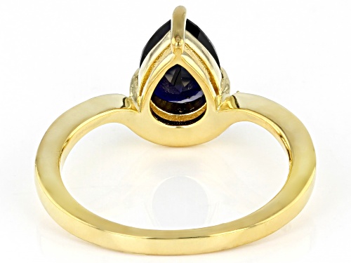 1.07ct Lab Blue Sapphire And 0.05ctw Champagne Diamond Accent 18k Yellow Gold Over Silver Ring - Size 9