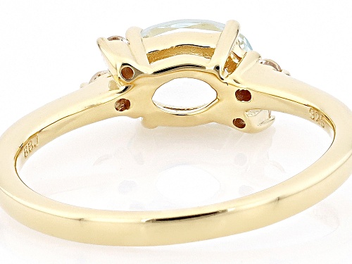 0.85ct Aquamarine With 0.15ctw White Zircon 18k Yellow Gold Over Sterling Silver Ring - Size 8