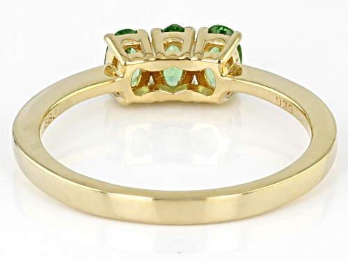 0.55ctw Tsavorite 18k Yellow Gold Over Sterling Silver 3-Stone Ring - Size 10
