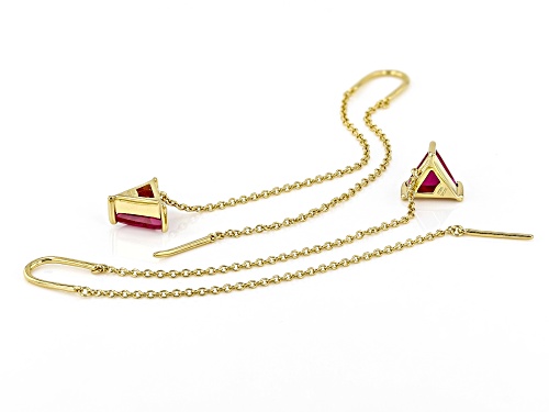 2.18ctw Lab Created Ruby 18k Yellow Gold Over Sterling Silver Threader 3.25
