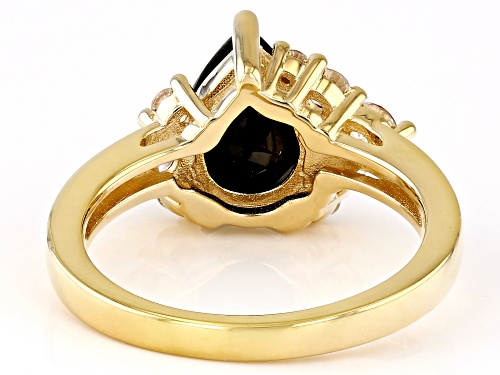 1.70ctw Black Spinel And 0.47ctw Lab White Sapphire 18k Yellow Gold Over Sterling Silver Ring - Size 6