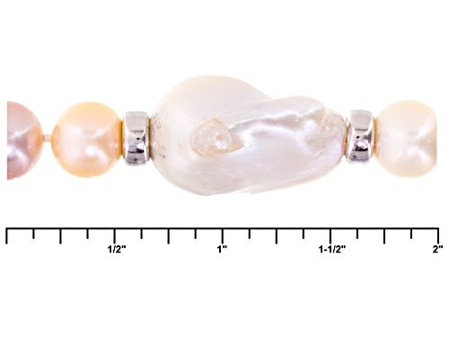 8.5-15mm Cultured Freshwater Pearl With 0.3ctw Bella Luce® Rhodium Over Silver 18