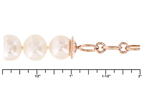 9-10mm White Cultured Freshwater Pearl 18k Rose Gold Over Sterling Silver 36 Inch Station Necklace - Size 36
