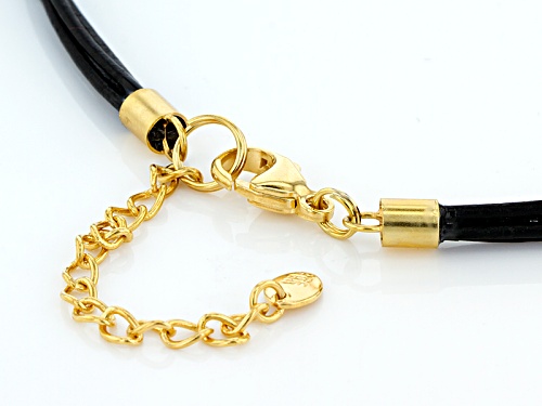 13-14mm Cultured Freshwater Pearl 18k Yellow Gold Over Silver Multi-Strand Leather Cord 18