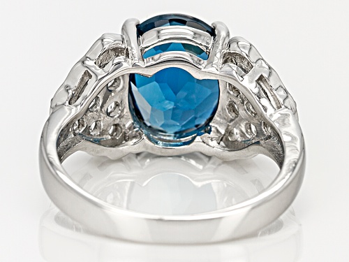 3.75ct Oval London Blue Topaz With .62ctw White Topaz Sterling Silver Ring - Size 5
