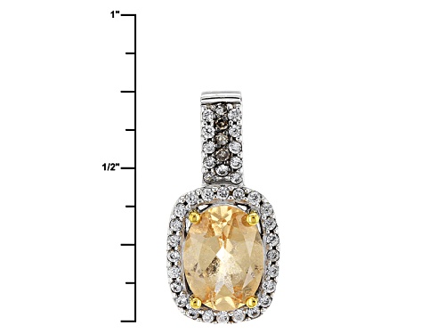 1.33ctw Imperial Hessonite™,White Zircon & .02ctw Champagne Diamond Accent Silver Pendant W/Chain
