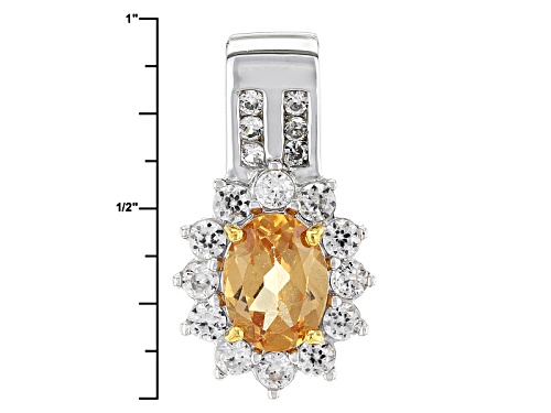 1.16ct Oval Imperial Hessonite™ With .71ctw Round White Zircon Sterling Silver Pendant With Chain