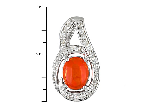 .91ct Ethiopian Opal And .42ctw Round White Zircon Rhodium Over Sterling Silver Pendant With Chain