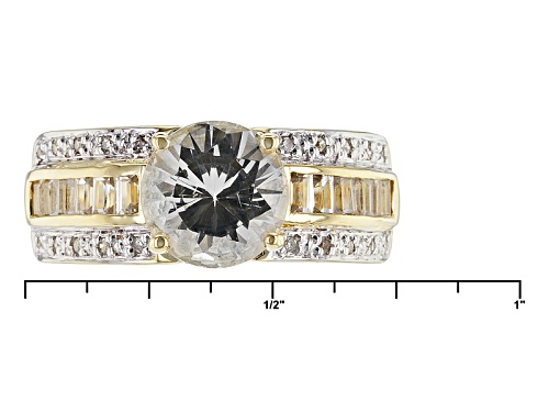 1.60ct Danburite And .71ctw White Zircon With .05ctw White Diamond Accent 10k Yellow Gold Ring - Size 7