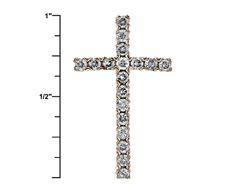 .50ctw Round White Diamond 10k Rose Gold Cross Pendant With An 18 Inch Rope Chain