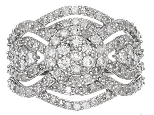 1.50ctw Round White Diamond 10k White Gold Ring - Size 6