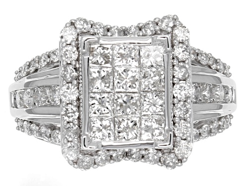 2.00ctw Round And Princess Cut White Diamond 10k White Gold Ring - Size 7