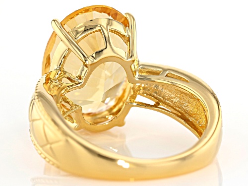 6.80ct oval Brazilian golden citrine 18k yellow gold over sterling silver solitaire ring - Size 9