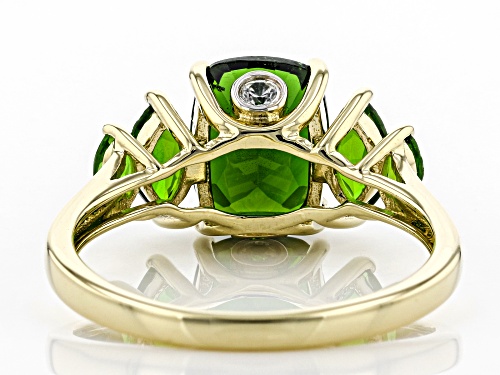 2.62ctw Cushion and Marquise Russian Chrome Diopside With .07ctw White Zircon 10k Gold Ring - Size 7
