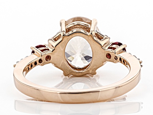 2.10ctw Oval Cor-De-Rosa Morganite™,.24ctw Peach Spinel, And .27ctw White Zircon 10k Rose Gold Ring - Size 8