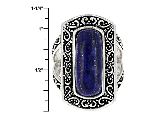20x7mm Rectangular Cushion Cabochon Lapis Lazuli Sterling Silver Ring - Size 6