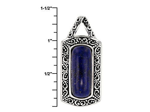 20x7mm Rectangular Cushion Lapis Lazuli Sterling Silver Pendant With Chain