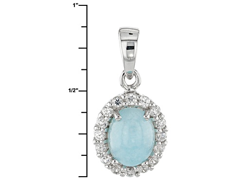 1.91ct Oval Hemimorphite And .46ctw Round White Zircon Sterling Silver Pendant With Chain