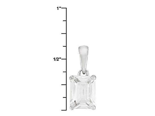 1.70ct Emerald Cut Lab Created White Yitrium Aluminum Garnet Sterling Silver Pendant With Chain