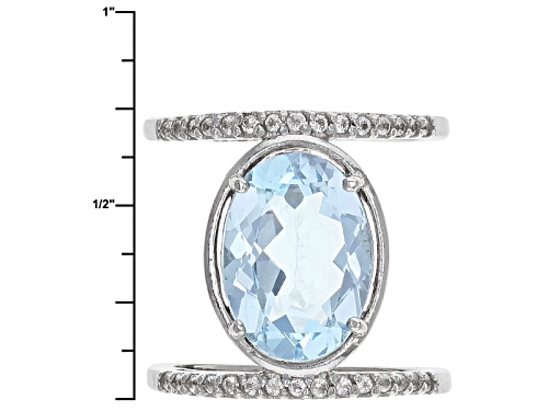 6.40ct Oval Glacier Topaz™ And .30ctw Round White Topaz Sterling Silver Ring - Size 5
