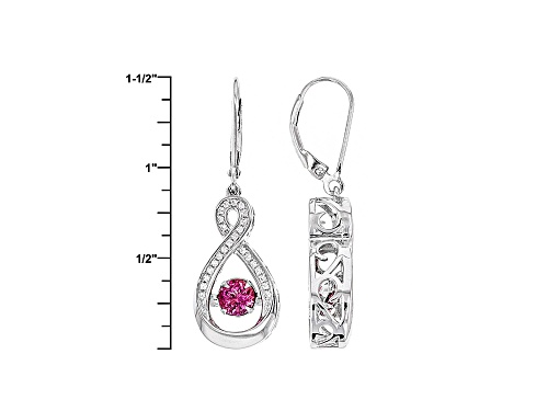 .74ctw Round Dancing Lab Created Bixbite With .29ctw Round White Zircon Sterling Silver Earrings