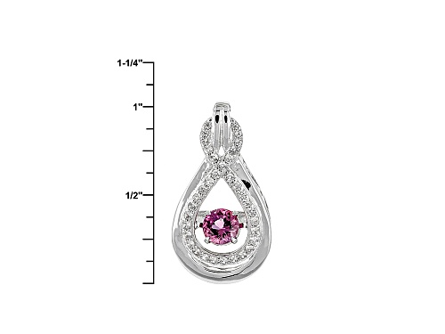 .37ct Dancing Lab Created Bixbite With .41ctw White Zircon Rhodium Over Silver Pendant With Chain