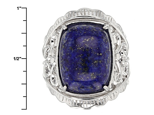 16x12mm Rectangular Cushion Cabochon Lapis Lazuli Sterling Silver Ring - Size 5