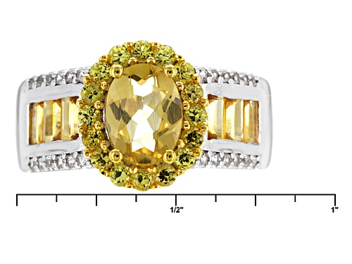 1.20ct Oval Yellow Beryl With 1.29ctw Citrine, Yellow Sapphire And White Zircon Sterling Silver Ring - Size 11