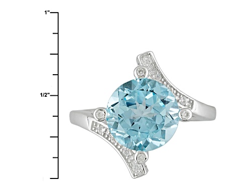 4.00ct Round Glacier Topaz™ With .15ctw Round White Zircon Sterling Silver Bypass Ring - Size 8