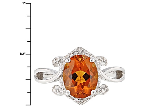 1.70ct Oval Brazilian Madeira Citrine With .13ctw Round White Zircon Sterling Silver Ring - Size 9