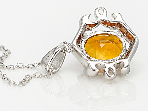 1.70ct Oval Brazilian Madeira Citrine With .13ctw Round White Zircon Silver Pendant With Chain