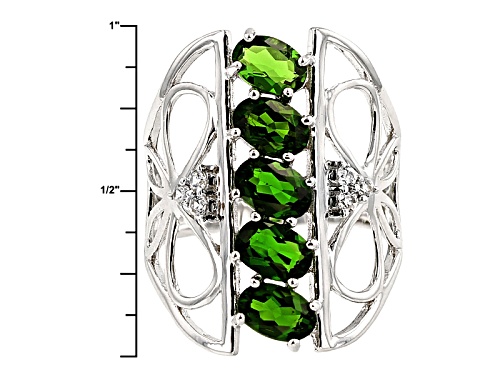 1.68ctw Oval Russian Chrome Diopside And .15ctw Round White Zircon Sterling Silver Ring - Size 5