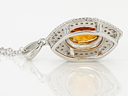 1.70ct Oval Brazilian Madeira Citrine With .04ctw Round White Zircon Silver Pendant With Chain
