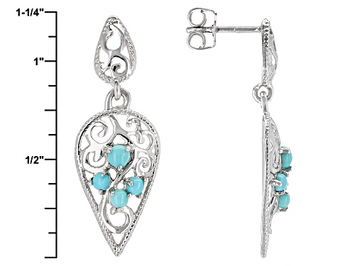 Round Cabochon Sleeping Beauty Turquoise Rhodium Over Sterling Silver Earrings