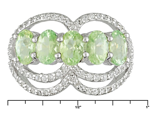 1.70ctw Oval Brazilian Amblygonite With .32ctw Round White Zircon Sterling Silver Ring - Size 7