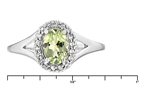 .51ct Oval Green Amblygonite With .10ctw Round White Zircon Sterling Silver Ring - Size 8