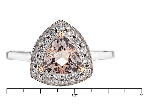 .76ct Trillion Morganite With .26ctw Round White Zircon Sterling Silver Ring - Size 8