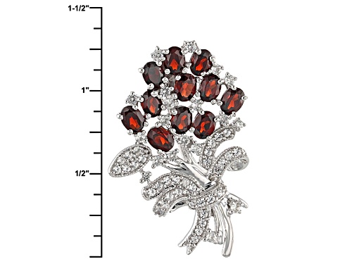 2.52ctw Oval Vermelho Garnet™ With .59ctw Round White Zircon Silver Brooch/Pendant With Chain