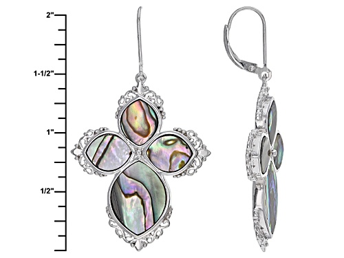 16x12mm And 10x8mm Marquise Abalone Shell Sterling Silver Cross Earrings