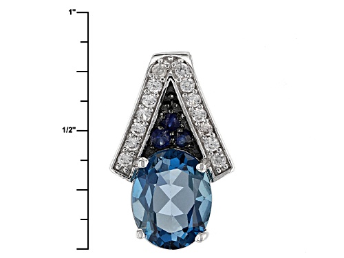 2.60ct London Blue Topaz, .09ctw Blue Sapphire, And .27ctw Zircon Sterling Silver Pendant With Chain