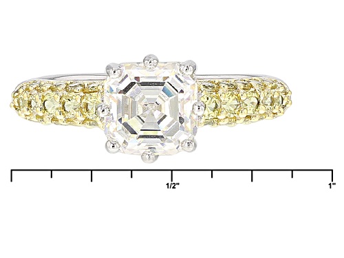 2.41ct Strontium Titanate and .92ctw Yellow Sapphire Sterling Silver Ring - Size 12