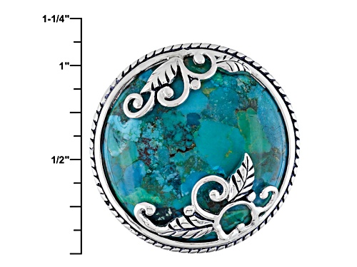 24mm Round Cabochon Composite Blue Turquoise Sterling Silver Ring - Size 5