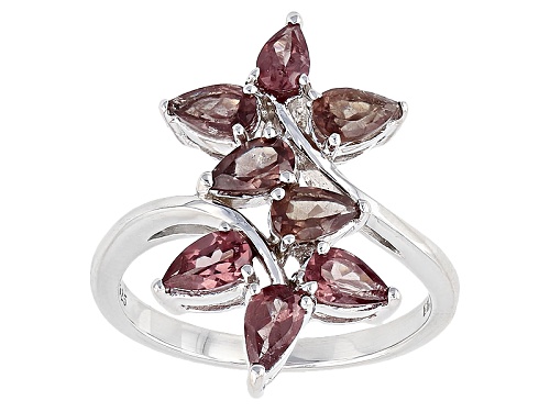 1.56CTW PEAR SHAPE COLOR CHANGE GARNET STERLING SILVER BYPASS RING - Size 7