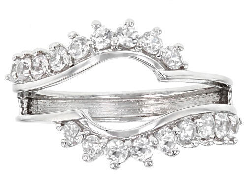 1.76ct Strontium Titantate and 1.26ctw White Zircon Rhodium Over Silver Ring with Guard - Size 8