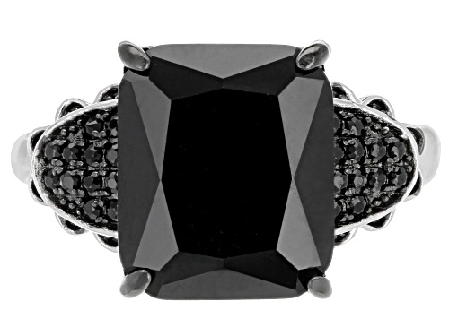 4.88ctw Rectangular and Round Black Spinel Sterling Silver Ring - Size 5