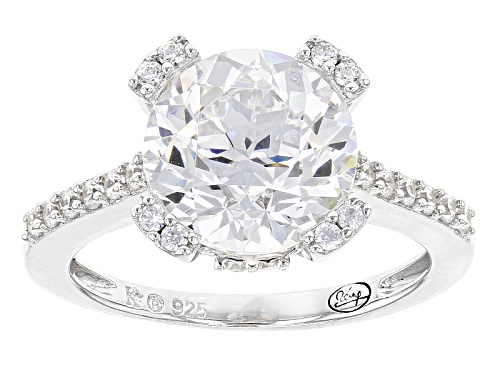 Bella Luce®  Diamond Simulant Rhodium Over Sterling Ring With Guard - Size 11