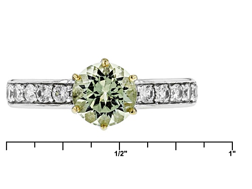 1.10ct Round Yellow Apatite And .50ctw Round White Zircon Sterling Silver Ring - Size 11