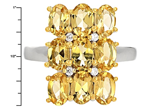 2.98ctw Oval Brazilian Yellow Beryl With .07ctw Round White Zircon Sterling Silver Ring - Size 8